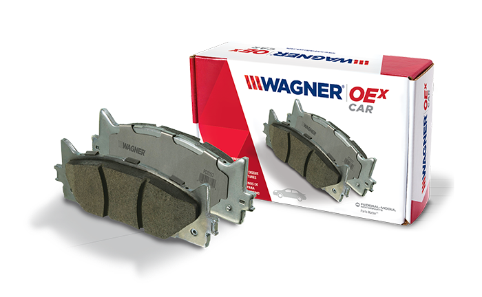 product front view of Wagner OEx car brake pads product front view of OEx car brake pads by Wagner
