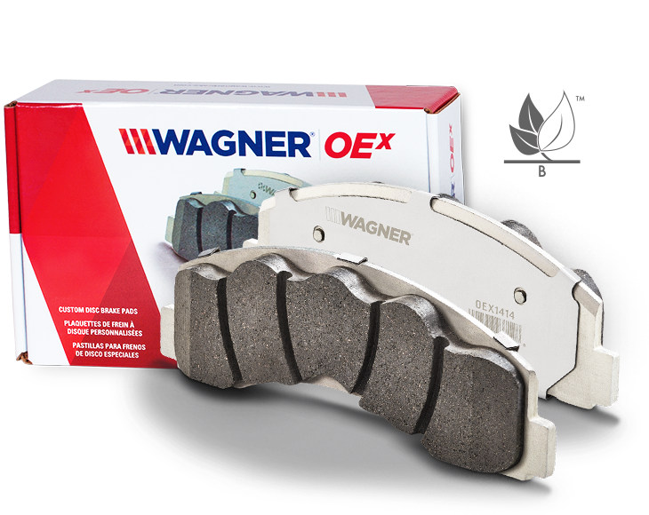 vista frontal de la pastilla de freno Wagner OEX
